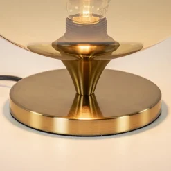 Amber glazen tafellamp met gouden voet><noscript><img width=