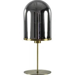 Antiek bronzen tafellamp Maverick met smoke glas groot>Straluma Discount