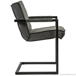 Antraciet lederen armstoel met zwart><noscript><img width=