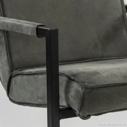 Antraciet lederen armstoel met zwart><noscript><img width=