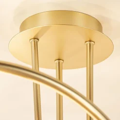 Art Deco plafondlamp goud met smoke en amber glas><noscript><img width=