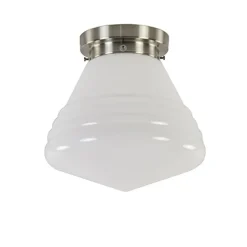 Art Deco plafondlamp staal met wit gl.>Straluma New