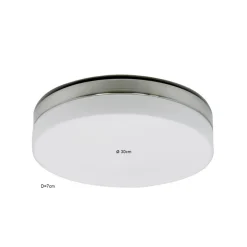 Badkamer plafonnière staal met wit glas>Straluma Outlet