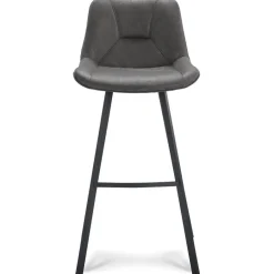 Barkruk met microleder zitting graphite en zwart metalen poot>Straluma Discount