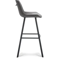 Barkruk met microleder zitting graphite en zwart metalen poot><noscript><img width=