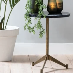 Bijzettafel Lomelo zwart marmer met antiek brons><noscript><img width=