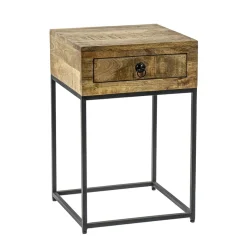 Bijzettafel met lade mangohout/metaal>Straluma New
