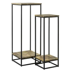 Bijzettafel set van 2 hout/staal 40x40cm>Straluma Online