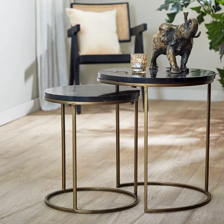 Bijzettafel Sobrina set van 2 zwart/antiek brons>Straluma Hot