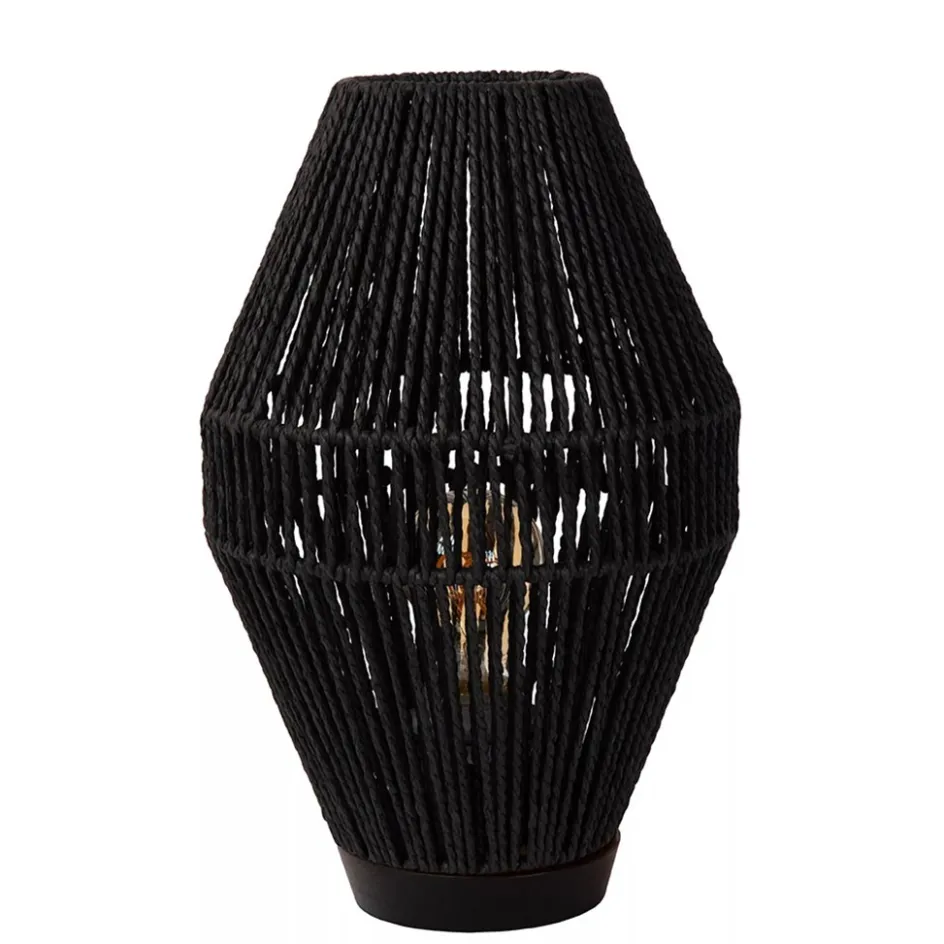 Botanische tafellamp gevlochten papier zwart>Straluma Outlet