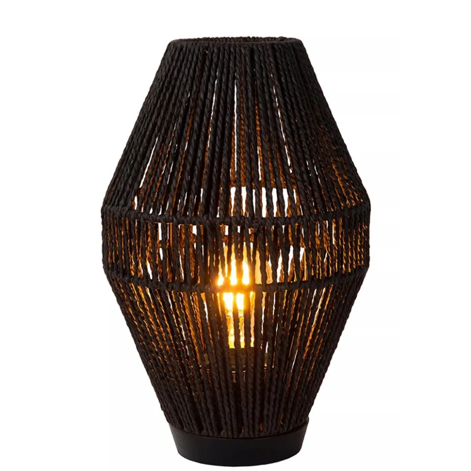 Botanische tafellamp gevlochten papier zwart>Straluma Outlet