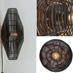 Botanische wandlamp Mataka donker bruin rotan L&L><noscript><img width=