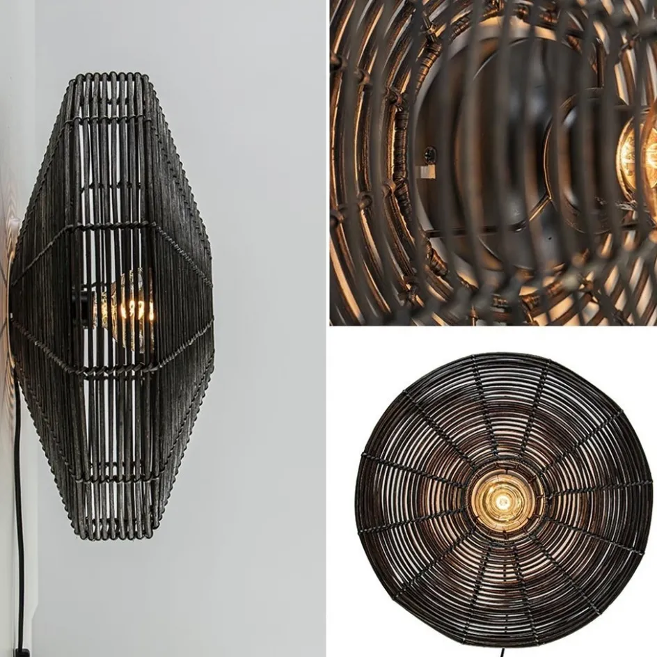 Botanische wandlamp Mataka donker bruin rotan L&L>Straluma Online