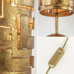 Brons metalen tafellamp inclusief dimmer><noscript><img width=