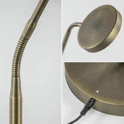 Bronzen leeslamp op accu inclusief dimbaar LED><noscript><img width=