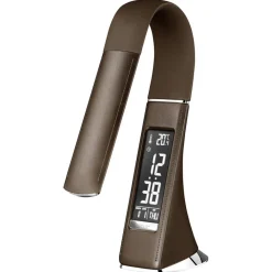 Bruine bureaulamp LED met klok en alarmfunctie><noscript><img width=