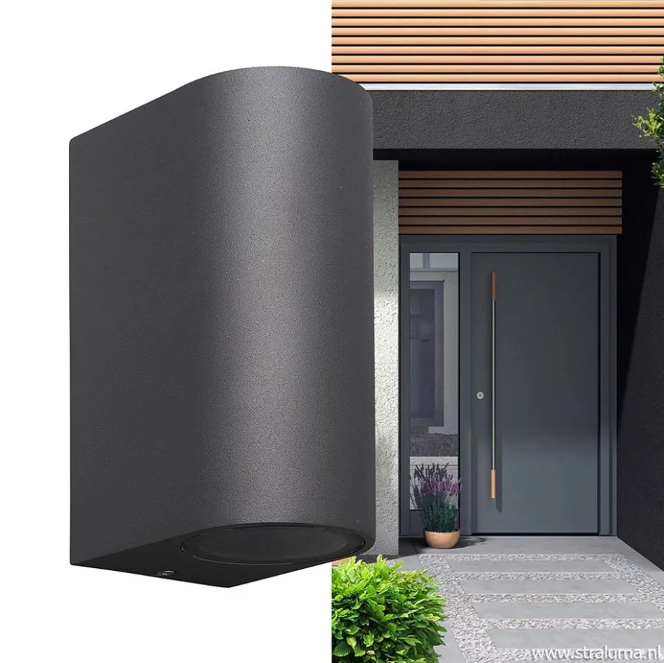 Buitenlamp afgerond up+down antra. IP54>Straluma Outlet