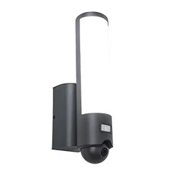 Buitenlamp cilinder donker grijs inclusief LED en camera>Straluma Discount