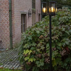 Buitenlamp lantaarn 3-lichts mat zwart met helder glas><noscript><img width=