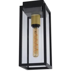 Buitenlamp plafond zwart met goud IP54>Straluma