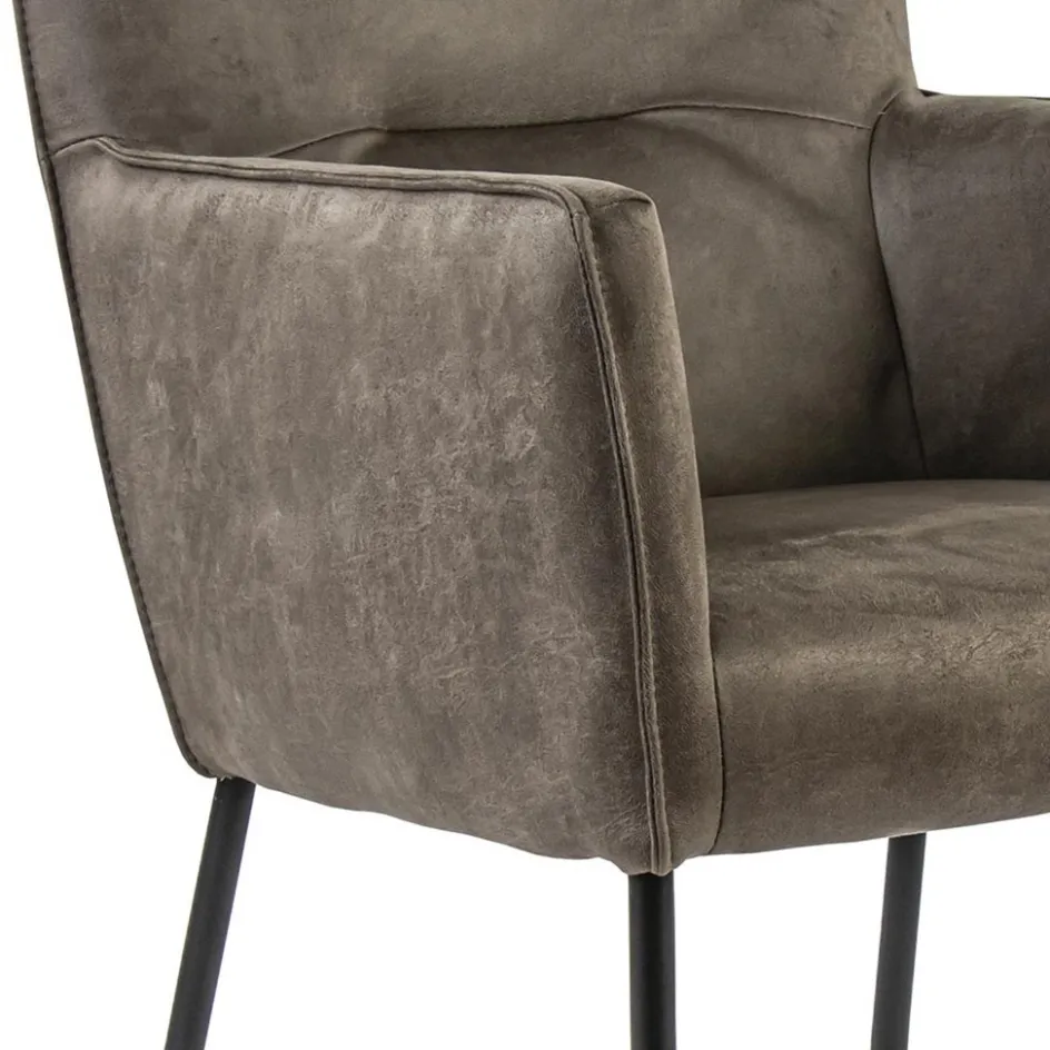 Bull lederen armstoel liver met wieltjes en zwarte poot>Straluma New