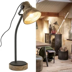 Bureaulamp Imbert mat zwart metaal met hout><noscript><img width=