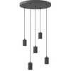 Calex 5-lichts retro pendels rond 50 cm zwart>Straluma Online
