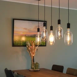 Calex multipendel plafondbalk 5-lichts E27 pendels zwart><noscript><img width=