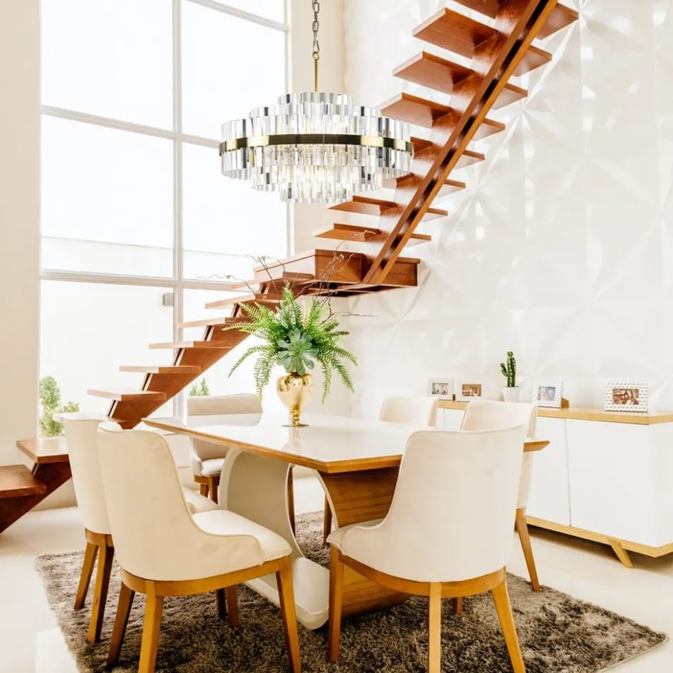 Chique hanglamp brushed brass met helder kristal>Straluma Online