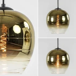 Chique hanglamp 3-lichts zwart met goud><noscript><img width=