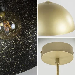 Chique hanglamp mat goud met zwarte binnenzijde><noscript><img width=