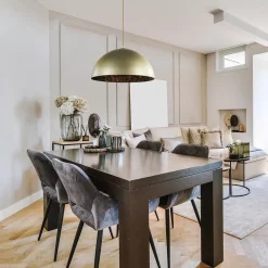 Chique hanglamp mat goud met zwarte binnenzijde><noscript><img width=