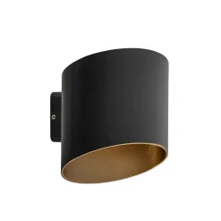 Chique LED buitenlamp wand zwart met goud IP54>Straluma Hot