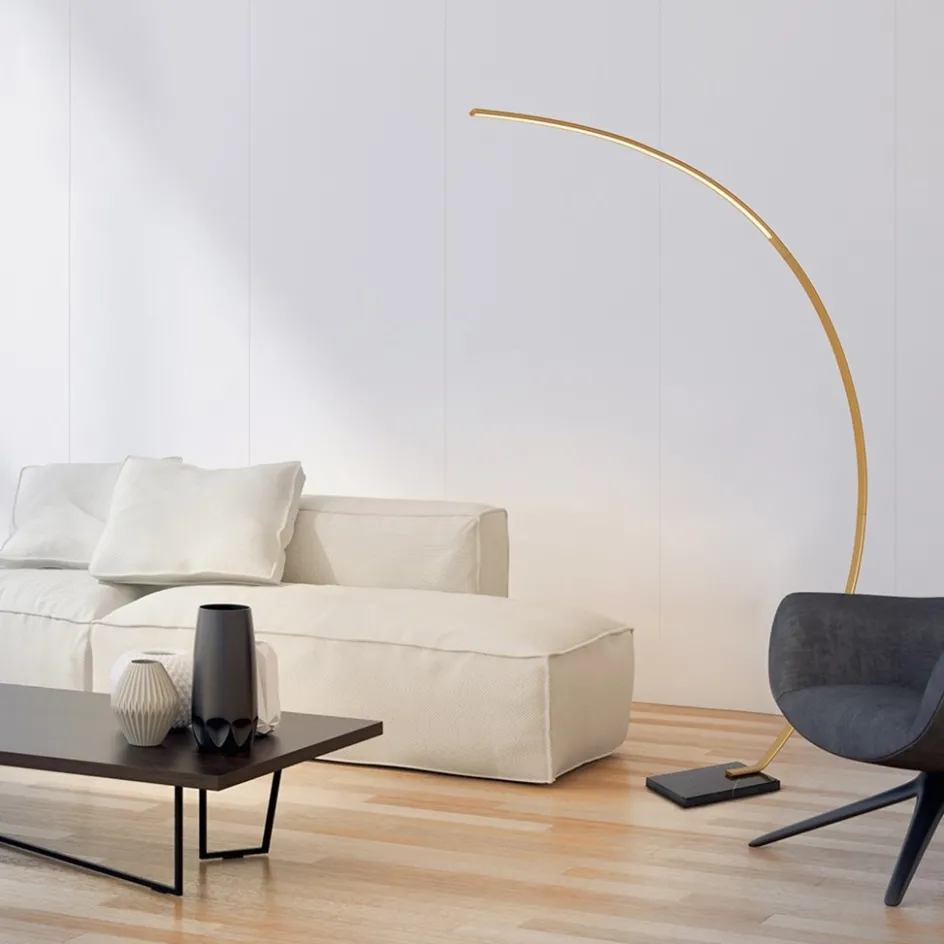 Chique LED vloerlamp goud met zwart marmer>Straluma Discount