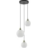 Chique 3-lichts hanglamp rond zwart-goud + opaal glas>Straluma Hot