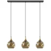 Chique 3-lichts hanglamp zwart/goud met amber glas>Straluma Best