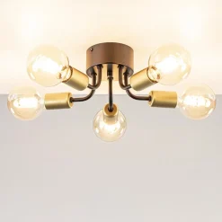 Chique plafondlamp mat zwart met goud>Straluma Sale