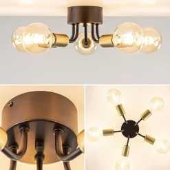 Chique plafondlamp mat zwart met goud><noscript><img width=