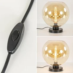 Chique tafellamp amber glazen bol 30 cm><noscript><img width=