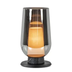 Chique tafellamp zwart marmer met smoke glazen kap>Straluma