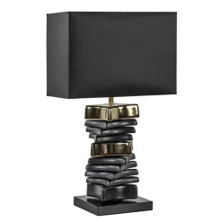 Chique tafellamp zwart met goud en rechthoekige kap>Straluma Clearance