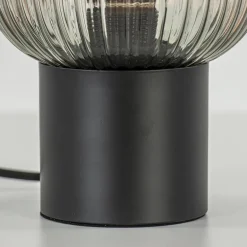 Chique tafellamp zwart met smal smoke glas><noscript><img width=
