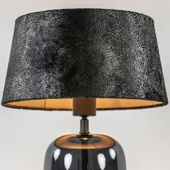 Chique tafellamp zwart/goud met kap><noscript><img width=