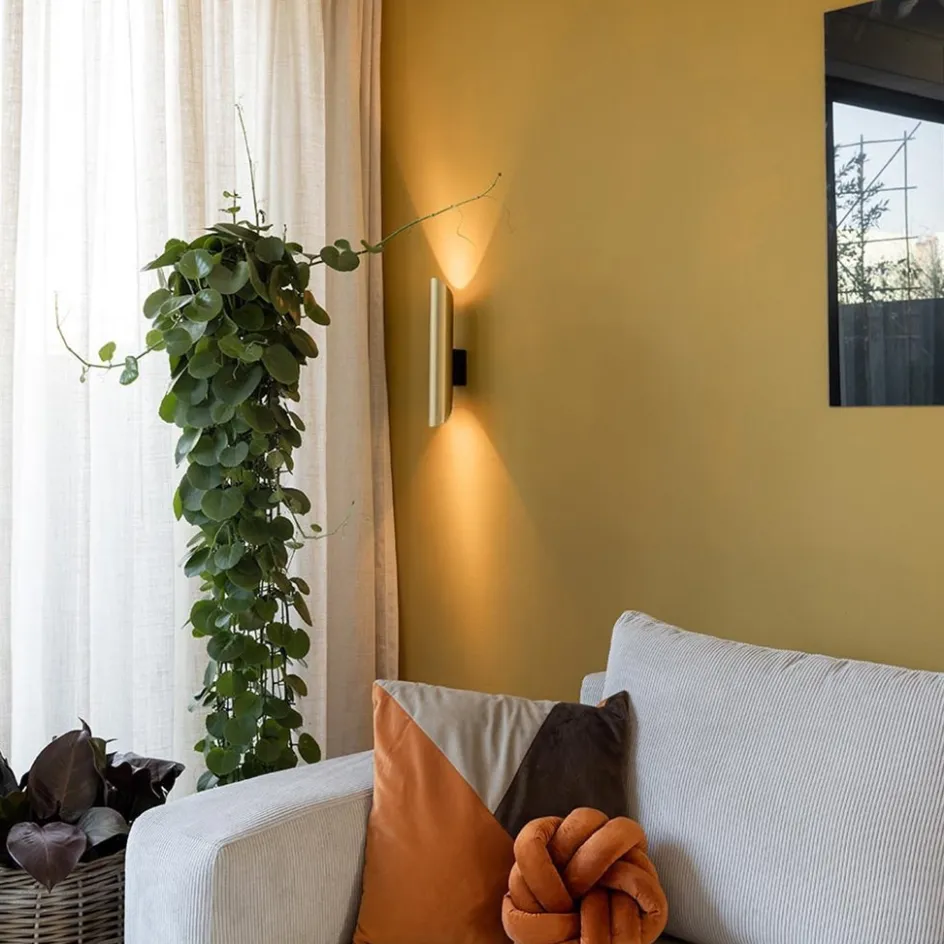 Chique wandlamp solid brass met zwart up+down>Straluma New