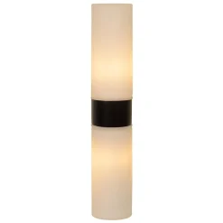 Cilinder badkamerlamp zwart met opaal glas IP44><noscript><img width=