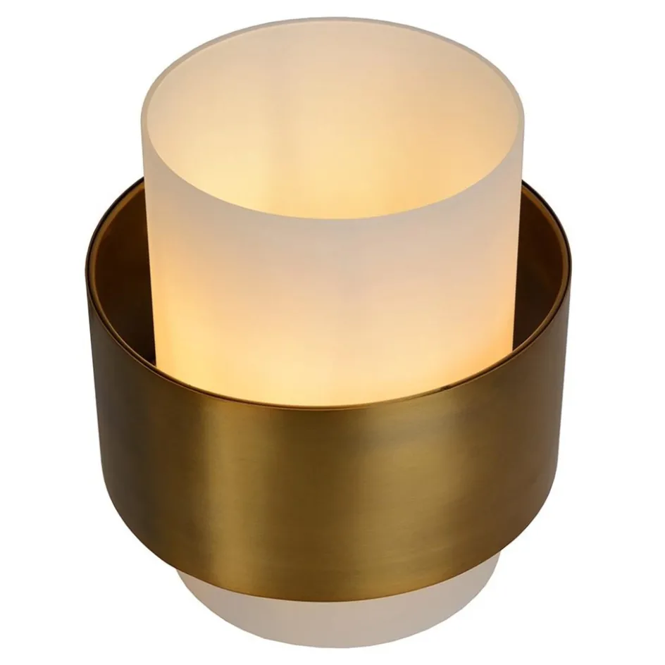 Cilinder tafellamp mat goud mat opaal glas>Straluma Sale