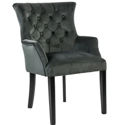 Comfortabele armstoel donker grijs met zwarte poot>Straluma