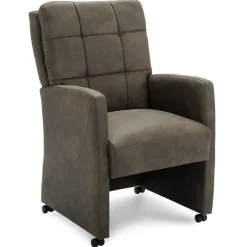 Comfortabele armstoel olijf groen met wieltjes en handgreep>Straluma Online