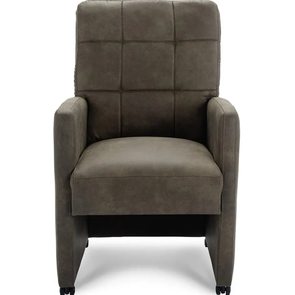 Comfortabele armstoel olijf groen met wieltjes en handgreep>Straluma Online