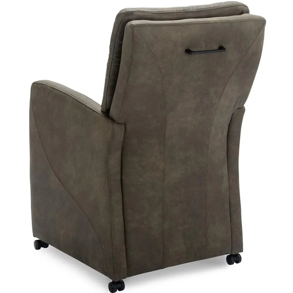 Comfortabele armstoel olijf groen met wieltjes en handgreep>Straluma Online